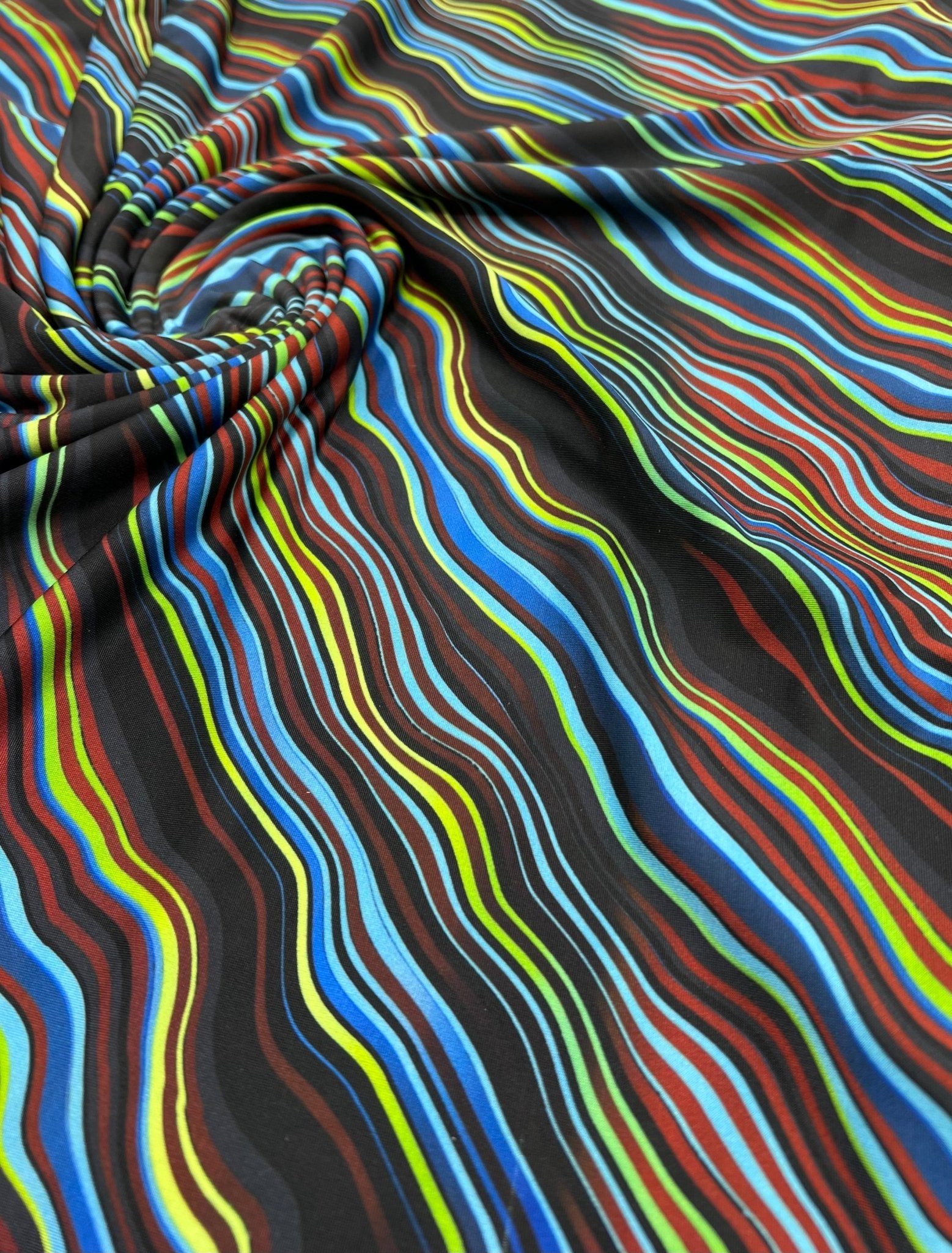 Diagonal Multi Stripe Print Soft Touch 4 Way Stretch Fabric - T9 Fabrics